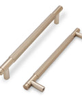 Champagne Bronze Knurled Cabinet Handles Set, 30 Pack, 6-1/4 Inch (160mm) Gold Knurled Pulls for Cabinets and Drawers, side and top view