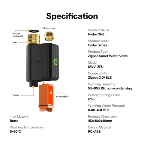 Zigbee Smart Sprinkler Timer With Brass Inlet And Flow Meter For Garden Irrigation, Weather Adaptive Scheduling, 4 AA Powered, Requires Zigbee Hub, Compatible With Home Assistant, No Fuss Yard Watering Setup, brass inlet, 152x100x46mm