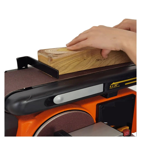 Built Like A Tank Industrial Belt Sander With Heavy Cast Iron Base And No Sweat Pipe Grinder Polisher for wood smoothing.