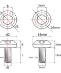 Technical diagram of Beefy Titanium M6x25mm Bolts Set for Bicycle and Motorcycle Disk Brakes, dimensions in millimeters.