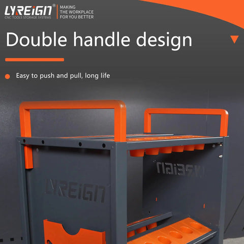 Double handle design of Smooth Rolling Heavy Duty Tool Cart, Multi Function Workshop Organizer Station for easy maneuvering.