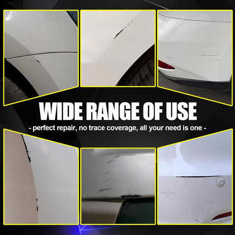 Scratches on white car surfaces showing use of Honda Crystal Black Pearl NH 731P Touch Up Paint Kit for Quick Scratch Repair