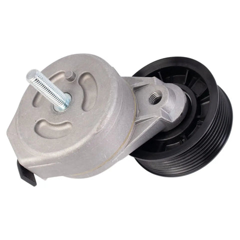 Heavy Duty Serpentine Drive Belt Tensioner And Accessory Belt Kit, silver metal tensioner with black pulley