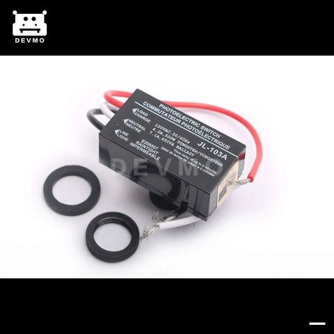 Photoelectric dusk to dawn switch module with wiring and connectors, labeled specs visible, for flush mount lights auto on off photocell.