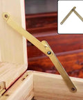 2 Pack 180 Degree Folding Lid Support Hinges For Cabinets And Furniture, installed on wooden box, brass bronze finish