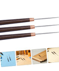 15 Piece Straight Cone Awl Set with Durable Wooden Handle for Leathercraft Sewing and Woodworking Hole Punch Projects includes three awls.