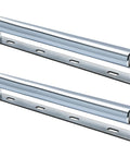 Awesome 16-Inch Galvanized Steel Conveyor Rollers With Brackets, 1.5 Inch Diameter And Super Strong Axle For Woodworking Projects And Heavy Duty Roller Stands Easy Snap In Install Handles Up To 120 Lbs Load Capacity Durable Finish Two Pack Set, showcasing two rollers and brackets.