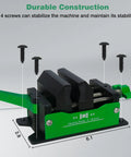 Golf Club Regripping Kit With Quick Release Vise Clamp For Grip Removal And Shaft Work Aluminum Golf Shaft Vise Clamp Heavy Duty Home Vise Clamp Tool Set with screws and measurements displayed