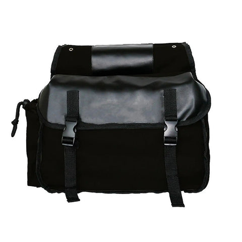 Black bike bag with straps, showcasing design of Large Capacity Multifunction Bike Bag With Tear Resistant Double Panniers For Luggage And Gear Waterproof And Built To Last Dope Storage Carrier For Long Distance Rides On Bikes And Motorcycles Easy Detach And Versatile Travel.