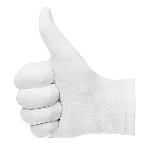 White Cotton Gloves Set For Women And Men All Day Comfort Breathable 70 30 Cotton Polyester Blend One Size Fits Most Three Pairs