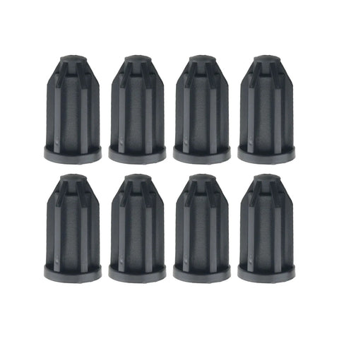 Eight Pack Universal Plastic Chair Caster Rods And Roller Plugs Black Round Sleeve Inserts For One Inch Wheels With Seven Sixteenth Inch Inner Bar Durable Replacement Parts For Office Chairs