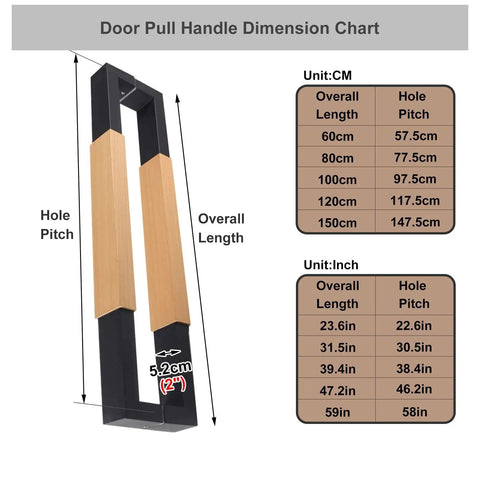 Double Sided Door Pull Bar Handle For Sliding Doors And Gates, Tough As Nails, Interior Exterior Use, Stainless Steel And Wood