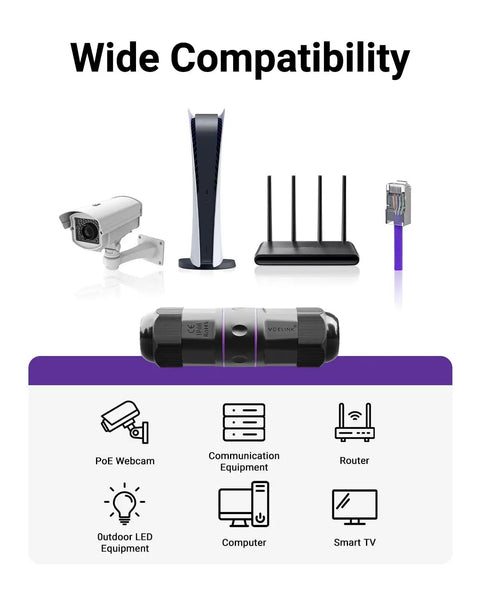 IP68 Waterproof RJ45 Coupler For Outdoor Cams And IP Gear Shielded Ethernet Connector For Cat6 Cat5e Cat5 PoE Ready Ultra Tough PA66