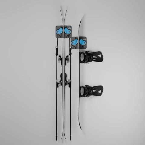 Ultimate Ski and Snowboard Wall Rack With Gravity Locking Design For Secure Non Slip Garage Storage holding skis and snowboard