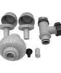 Above Ground Pool Inlet Air Water Jet Replacement Parts Kit With Plunger Valve O Ring Strainer Connectors And Grids For 1.25 Inch Fittings
