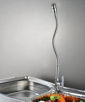 Outdoor Kitchen Sink Faucet, 360 Degree Rotatable, Deck Mounted, Single Hole, Single Handle Cold Water Tap With Flexible Neck, Chrome Finish