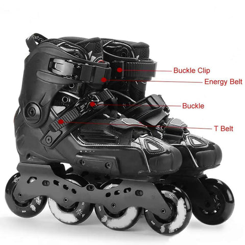Close-up of inline skate with PVC durable strap, showcasing inline skate replacement straps for roller skates easy to install and tighten belt.