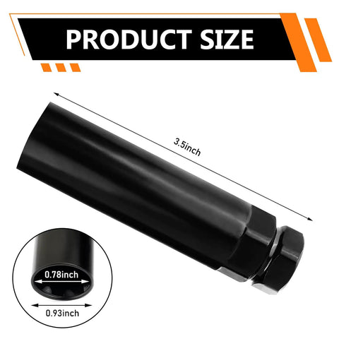 Beefy 6 Spline Lug Nut Socket, wheel lock key tool for 21mm and 22mm lug nuts, heavy-duty alloy, 3.5 inch length, product size shown