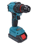 Heavy Duty Brushless Cordless Drill Kit Featuring A Badass 3/8 Inch Keyless Metal Chuck And 25 Position Clutch For Nasty Jobs And Durable Performance Straight Up Built For Every Home Reno Project with compact frame and LED lamp.
