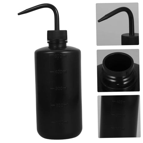 Two Pack Plastic Squeeze Bottles With Curved Nozzle For Precise Plant Watering And Cleaning, Perfect For Succulents, Terrariums, And Fish Tank Maintenance, Narrow Space Access, Easy Bottom Cleaning black 500ml bottle