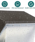 LED Wall Pack With Dusk to Dawn Photocell, 60W 7,800 Lumens, IP65 Waterproof Close-up with raindrops on surface