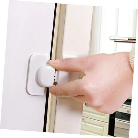 Six Pack Child Safety Locks For Cabinets And Refrigerators Easy To Install White Latches Durable Kitchen Safety For Boys And Girls Keep Kids Safe From Doors And Drawers in use on kitchen cabinet