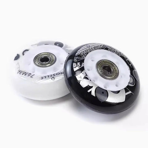 Inline Skate Wheels For Outdoor And Indoor Use 85A Hardness 72mm 76mm 80mm 8 Pack With Bearings Black Durable PU Material
