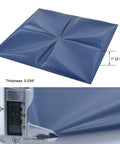Navy Blue 3D PVC Wall Panel With Large Flower Petal Design Waterproof Fire Resistant Lightweight DIY Friendly, close-up of panel thickness.