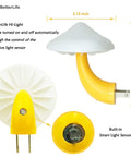 Mushroom Sensor Night Light With Auto Dusk To Dawn Glow Plug In 7 Color Changing LED Lamp showcasing build and dimensions.