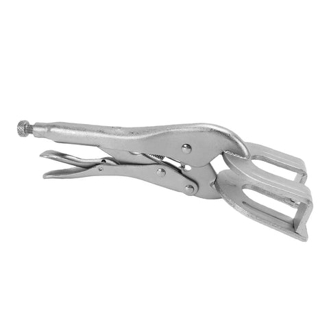 Aumotop Heavy Duty U Shaped Welding Clamp Pliers Made From Premium Steel For Precision Metalworking And Automotive Maintenance Plus Locking Jaws in silver color.