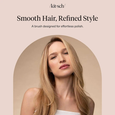 Model with smooth hair styled using Smooth And Polish Dope Dual Bristle Hair Brush For Detangling And Shine With Vegan Boar And Nylon Bristles
