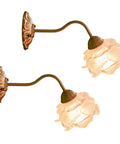 Premium Retro Wall Sconce Lighting French Copper Glass Led Indoor Outdoor Lamp Fixture Goes Along Perfectly Bedroom Living Room Bathroom Vanity Garden Upward Downward Glow Next Level Style Upgrade Two Pack showing two copper sconces with glass shades.