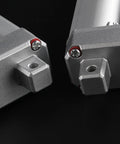 Close-up of the alloy steel ends of a 320 Mm Stroke Linear Actuator Motor 24V Dc, showcasing unique mounting holes.