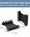 Heavy Duty 2U Server Rack Depth Extender Kit Rock Solid 4 Inch Deep Recess Mount Adapter in cold rolled steel frame