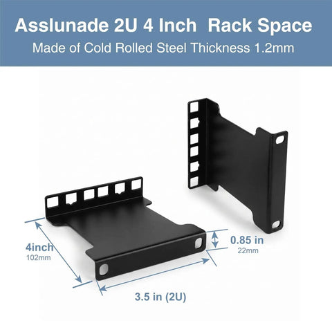 Heavy Duty 2U Server Rack Depth Extender Kit Rock Solid 4 Inch Deep Recess Mount Adapter in cold rolled steel frame