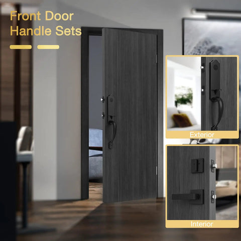 Tough As Nails Front Door Handle Set With Deadbolt And Reversible Lever In Matte Black For Left Or Right Swing Exterior Single Cylinder Lockset Durable Entry Door Hardware