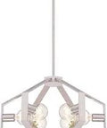 Avery Sleek Geometric Six-Light Indoor Chandelier In Brushed Nickel Finish, 15.5 Inch Height, 20 Inch Diameter, Hanging View