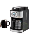 All In One Espresso And Coffee Grinder Machine, Semi Automatic Electric Brew System with stainless steel filter and black mug