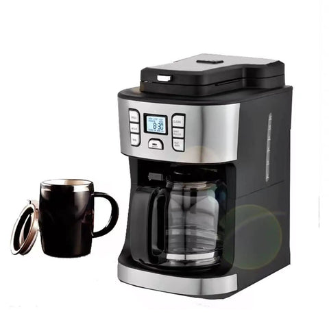 All In One Espresso And Coffee Grinder Machine, Semi Automatic Electric Brew System with stainless steel filter and black mug