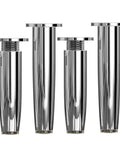 Adjustable Chrome Metal Furniture Legs Set Of Four Height Eight To Fifteen Cm Heavy Duty 300 Kg Load Capacity shown upright