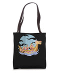 Dragon Boat Racer Tote Bag For Water Sports Fans And Dragon Boat Festival Goers Lightweight Polyester Canvas Tote 16 By 16 Inch Size With Dual Black Strap Handles Ideal For Paddle Sports Racing Crew And Dragon Boat Events showing colorful dragon boat design on black bag with dual straps.