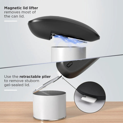 Canslab Ultrablade Pro Electric Can Opener features magnetic lid lifter and retractable plier for easy can opening.