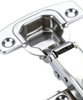 Close-up of Invisible Cabinet Hinges With Soft Close, Stainless Steel Overlay Hardware, featuring sleek stainless steel finish.