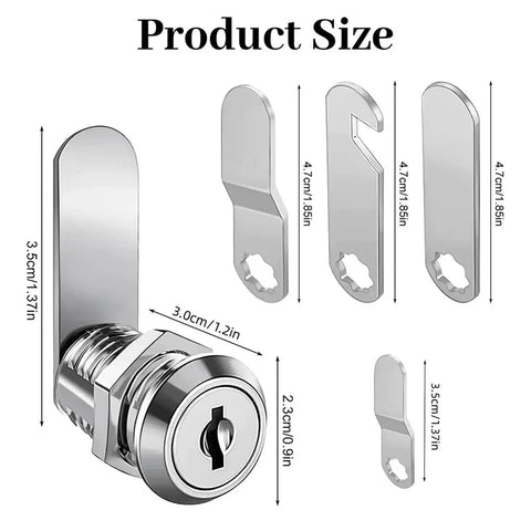 Detailed view of Six Sets Cam Lock Set For Cabinets With Two Keys And Four Lock Plates showing dimensions for 16-30 mm glass panels.