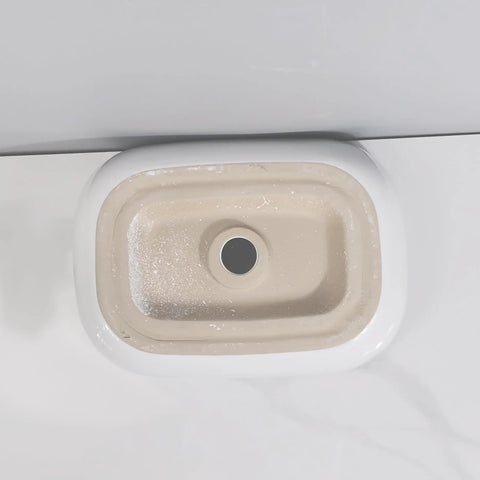 USZWBY Vessel Sinks Bathroom Simple Ceramic White Above Counter Wash Basin Rectangular Modern Art Bathroom Bowl Sink from above view.
