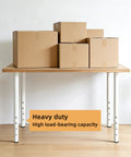 Heavy Duty Adjustable Table Legs 24 To 40 Inch Metal Base With Twist Adjust Leveling Pads Set Of 4 Crisp White, supporting boxes.