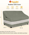Outdoor Sofa Cover For Patio Furniture 79W 38D 35H Waterproof Heavy Duty Grey Green Built To Last All Weather Protection Fits Sofa Loveseat And 3 Seater Benches Great For Deck Patio Coverage.
