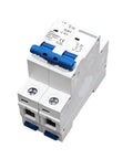 Heavy Duty Mini Circuit Breaker Providing Rock Solid Overload Protection And Instant Short Circuit Shutdown To Keep Home And Auto Electrical Panels Running Like A Charm With Zero Downtime Or Headaches - rugged white design with blue toggle.