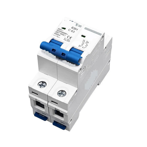 Heavy Duty Mini Circuit Breaker Providing Rock Solid Overload Protection And Instant Short Circuit Shutdown To Keep Home And Auto Electrical Panels Running Like A Charm With Zero Downtime Or Headaches - rugged white design with blue toggle.