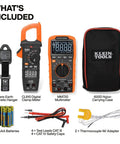 Digital Multimeter And Clamp Meter Kit With Auto Ranging TRMS Voltage Tester For 1000V AC DC Magnetic Hanger Pro Grade Test Kit For Electricians And DIY Enthusiasts including meters, batteries, leads, and case.